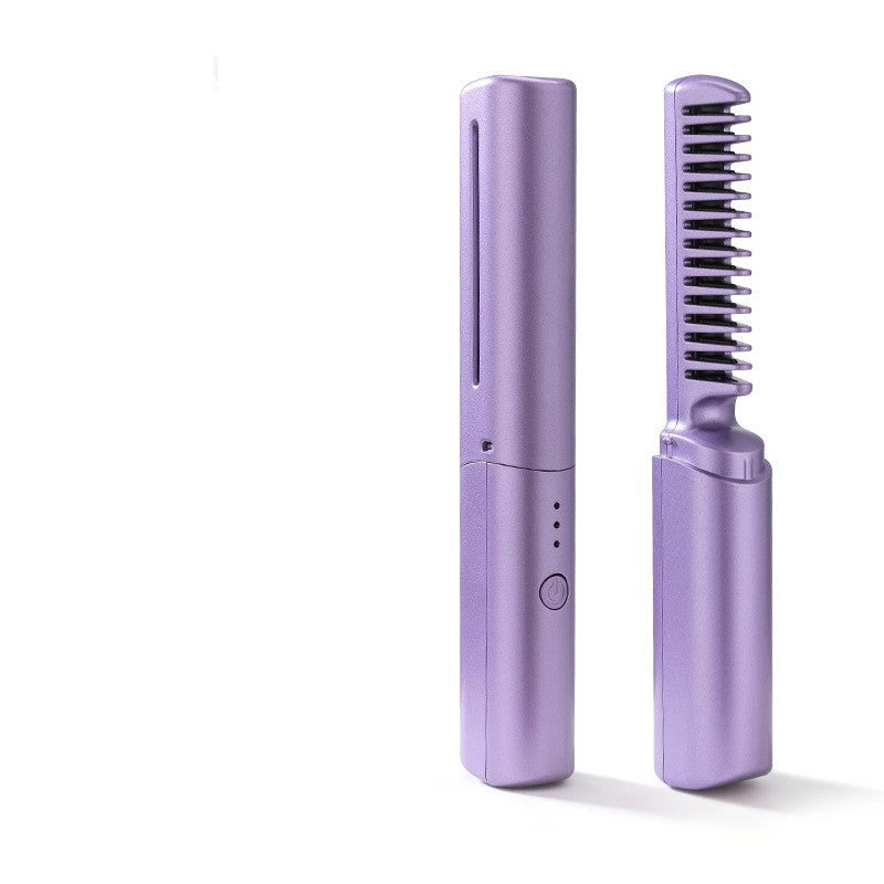 Professional Wireless Hair Straightener & Curler Comb - Portable, Fast Heating, and Hair-Friendly Styling Tool